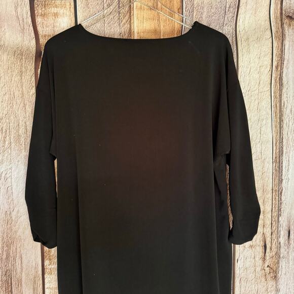 Chico’s Dress Batwing Sleeve ITY Midi Little Black Modest Minimalist Large NWT - Picture 5 of 9